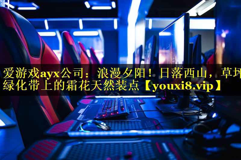 爱游戏ayx公司：浪漫夕阳！日落西山，草坪绿化带上的霜花天然装点